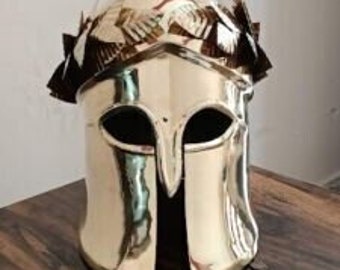 16 gage Brass Helmet Greek Corinthian Helmet With Brass Leaf Armor Helmet