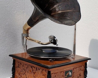 Antique Gramophone Fully Working Phonograph Win-up Record Player Phonograph Gramophone