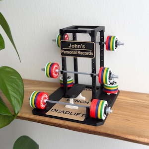 PR Tracker/personal record/best perfomance display/mini squat rack/personalized gift/Olympic weightlifting/fitness motivation