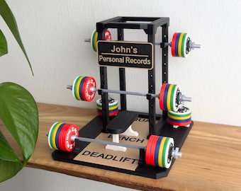 PR Tracker/personal record/best perfomance display/mini squat rack/personalized gift/Olympic weightlifting/fitness motivation