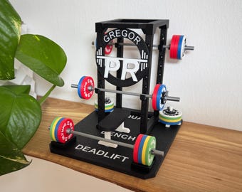 PR Tracker/personal record/best perfomance display/mini squat rack/personalized gift/Olympic weightlifting/fitness motivation