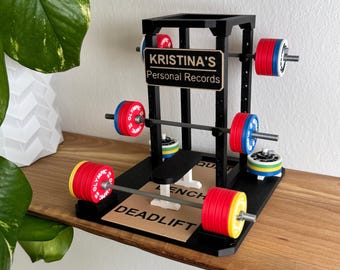PR Tracker/personal record/best perfomance display/mini squat rack/personalized gift/Olympic weightlifting/fitness motivation