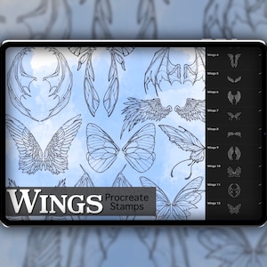 Wings Procreate Stamp Set 1 - 20 Angel, Devil, Fairy Wings Brush Stamps | Illustrations | Tattoo Designs | Digital Brush Pack | Halloween