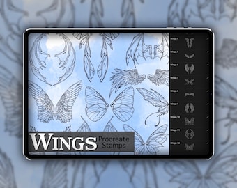 Wings Procreate Stamp Set 1 - 20 Angel, Devil, Fairy Wings Brush Stamps | Illustrations | Tattoo Designs | Digital Brush Pack | Halloween