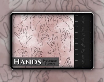 Hands Procreate Stamp Set 1 - 25 Hand Position Reference Brush Stamps | Illustrations | Tattoo Designs | Digital Art | Anatomy