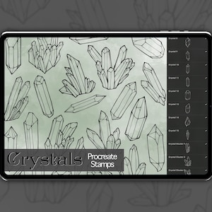 Crystal Procreate Stamp Set 1 - 25 Crystal Brush Stamps | Crystal Shards & Clusters | Illustrations | Tattoo Designs | Procreate Digital Set