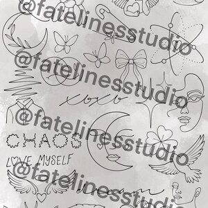 Minimalist Procreate Stamp Set 1 - 100 Minimalism Tattoo Flash Brush ...