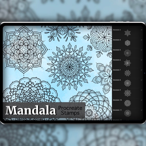 Mandala Procreate Stamp Set 1 - 20 Ornamental Mandala Brush Stamps / Ilustraciones / Diseños de tatuajes / Colorear / Patrones