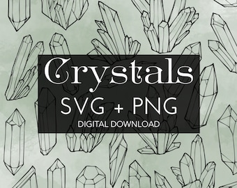 Crystal SVG + PNG Set 1 - 25 images vectorielles SVG d'éclats de cristal sur fond transparent | Illustrations | Dessins de tatouage | Art numérique