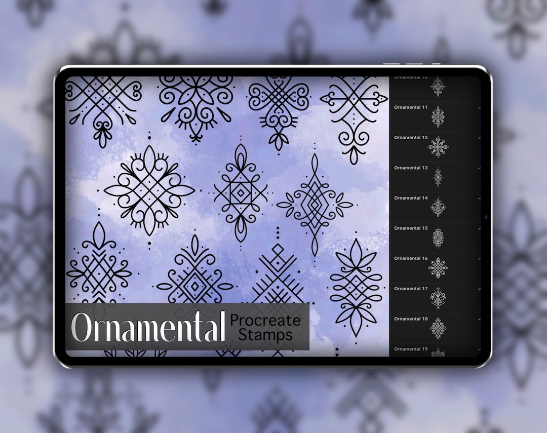 Ornamental Procreate Stamp Set 1 - 25 Ornamental Mandala Unalome Brush ...