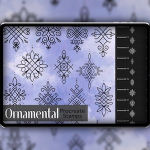 Ornamental Procreate Stamp Set 1 - 25 Ornamental Mandala Unalome Brush Stamps | Illustrations | Tattoo Designs | Procreate Digital Brush Set