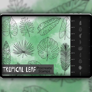 Tropical Leaf Procreate Stamp Set 1 - 25 Tropical Leaves, Ferns Brush Stamps | Illustrations | Tattoo Designs | Procreate Digital Brush Pack