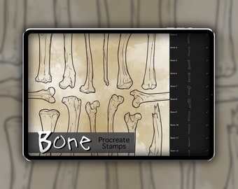 Set di timbri Bone Procreate 1 - 25 francobolli per pennelli Bone Shard / Illustrazioni / Disegni di tatuaggi / Pacchetto pennelli digitali Procreate / Arte digitale