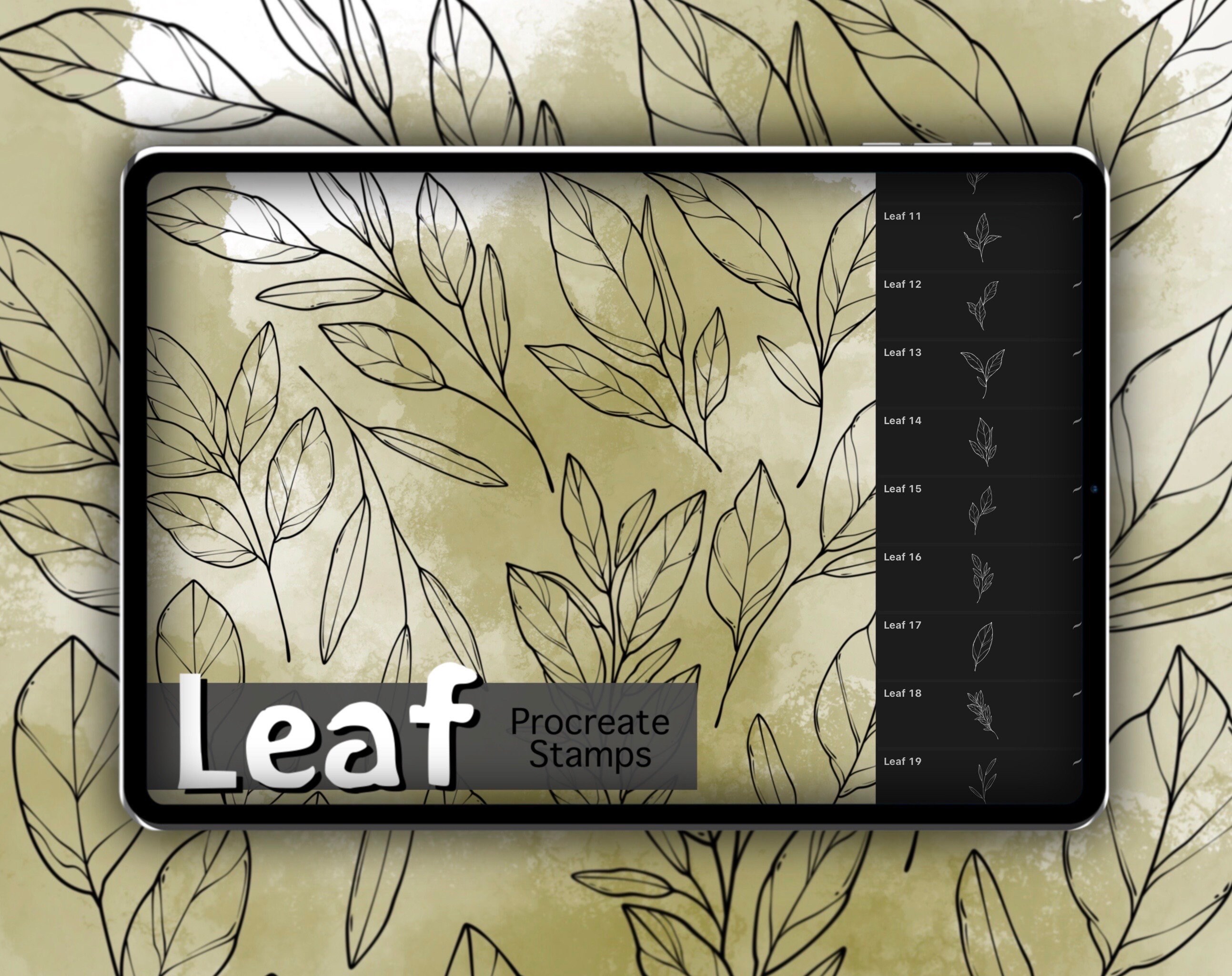 Leaf Procreate Stamp Set 1 - 25 Leaf Leaves Floral Nature Brush Stamps ...