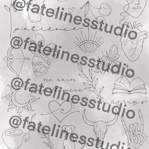 Minimalist Procreate Stamp Set 1 - 100 Minimalism Tattoo Flash Brush ...