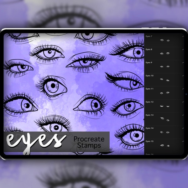 Eyes Procreate Stamp Set 1 - 25 Eyes Facial Features Brush Stamps | Illustrations | Tattoo Designs | Digital Brush Pack