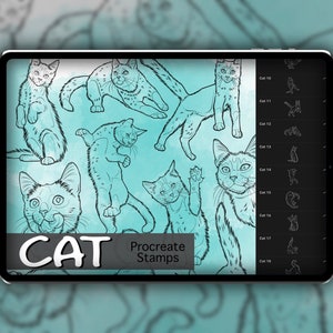 Cat Procreate Stamp Set 1 - 25 Feline Cats Kittens Animal Brush Stamps | Illustrations | Tattoo Designs | Digital Art | Pets