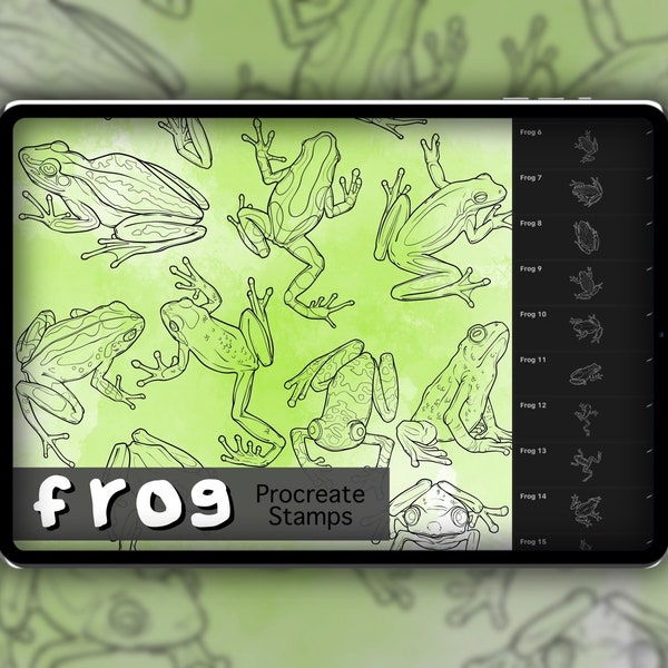 Frog Procreate Stamp Set 1 - 25 Frog, Toad, Amphibian Nature Brush Stamps | Illustrations | Tattoo Designs | Procreate Digital Brush Pack