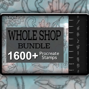WHOLE SHOP 1600+ Procreate Stamps Bundle - All In One Brush Stamps Set | Illustrations | Tattoo Designs | Procreate Digital Brush Pack |