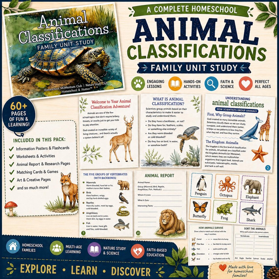 Animal Classification Unit Study Printable, Homeschool Science ...