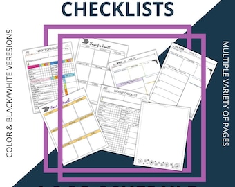 May include: A collection of printable checklists and planner pages with the text "MORNING TIME CHECKLISTS" and "LOOP SCHEDULE". The pages include weekly and monthly planning templates in color and black/white versions.