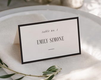 Place Card Template Wedding Old Money, Guest Name Quiet Luxury, Formal Table Seating, Printable Folded, Black Tie, INSTANT DOWNLOAD, WED55