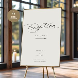 Reception This Way Sign, Wedding  Cocktail Hour, Welcome Party Poster Template, Editable Arrow Direction Signage, INSTANT DOWNLOAD, WED35