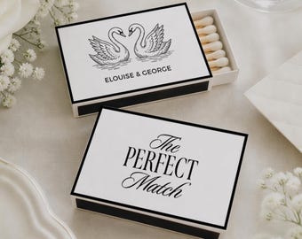 Wedding Matchbox Swans, Wedding Favor Template, The Perfect Match, Old Money, Match Boxes Keepsake Gift, INSTANT DOWNLOAD, WED55