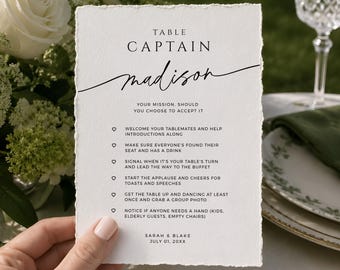Table Captain Wedding Template, Wedding Host Card, Guest Icebreaker Sign, Team Leader Dinner, Reception Table Games, INSTANT DOWNLOAD, WED04