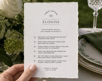Table Captain Wedding Template, Wedding Host Card, Guest Icebreaker Sign, Team Leader Dinner, Reception Table Games, INSTANT DOWNLOAD, WED04