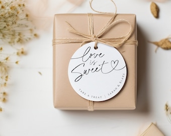 Love is Sweet Favor Tag Printable, Editable Wedding Favour Template, Bridal Shower Cookie, Gift Thank You, INSTANT DOWNLOAD, White, WED04