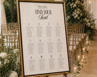 Old Money Wedding Seating Chart, Formal Sign Template, Printable Retro Seat Table Plan, Quiet Luxury, Black Tie, INSTANT DOWNLOAD, WED55