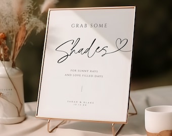 Sunglasses Wedding Sign, Please Take Some Shades, Minimalist Shower Sign Printable, Bridal Party Glasses, INSTANT DOWNLOAD, White, WED04