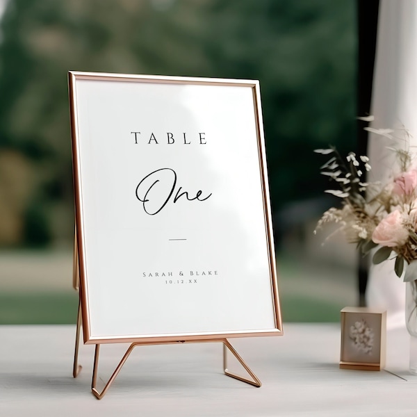 Wedding Table Numbers 1-35, Minimalist Editable Reception Cards, Guest Seating Sign, 5x7, 4x6, 3x5, INSTANT DOWNLOAD, White, Black, WED04