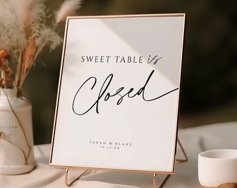 Dessert Table Closed, Editable Sweet Station Wedding Sign, Printable Bar Closed During, Reception Signage, INSTANT DOWNLOAD, White, WED05