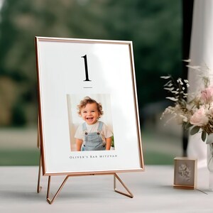 Numéros de table pour les photos de bébé Bar Mitzvah, modèle de carte imprimable pour photo d'enfance, sièges Bat Mitzvah, téléchargement immédiat, blanc, BAR01