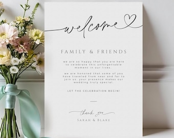Welcome Note Wedding Guest Bag, Destination Thank You Sign, Minimalist Hotel Card Template, Editable Script Signage, INSTANT DOWNLOAD, WED04