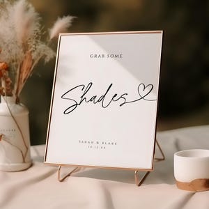 Sunglasses Wedding Sign, Please Take Some Shades, Minimalist Shower Sign Printable, Bridal Party Glasses, INSTANT DOWNLOAD, White, WED04