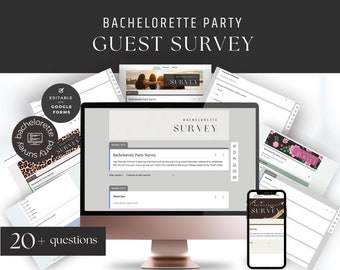 Bachelorette Party Questionnaire, Trip Planning Survey, Bridesmaid Questions, Digital Form Template, Maid of Honour Plan, Neutral, BACHL15