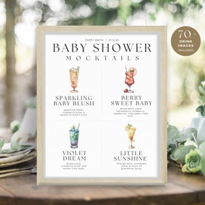 Baby Shower Mocktail, Minimalist Printable Bar Menu, Signature Four Drink Sign Images, Personalized Recipe Template, INSTANT DOWNLOAD, WED01