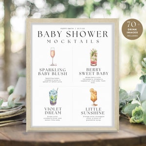 Baby Shower Mocktail, Minimalist Printable Bar Menu, Signature Four Drink Sign Images, Personalized Recipe Template, INSTANT DOWNLOAD, WED01