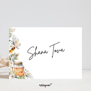 Carte de vacances du nouvel an juif, cadeau de Rosh Hashana, dîner de Shana Tova, abeille aux pommes, calendrier hébreu, Art judaïque, TÉLÉCHARGEMENT INSTANTANÉ, HOL01