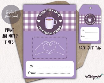 Titolare della carta regalo caffè / Regalo per l'insegnante / Regalo per la squadra del personale / Download istantaneo / Biglietto di ringraziamento per l'insegnante / Ultimo giorno di scuola