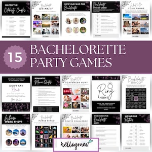Halloween Bachelorette Games Bundle, Witch Bridal Shower, Clean Drinking Game Set, Fall Hen, INSTANT DOWNLOAD, Black Floral, White, BACHL02