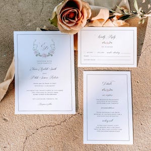 Modèle de suite de mariage formel, code QR d'invitations jardin anglais, pivoine rose d'invitation, détails de la cérémonie imprimables, téléchargement immédiat, MER19