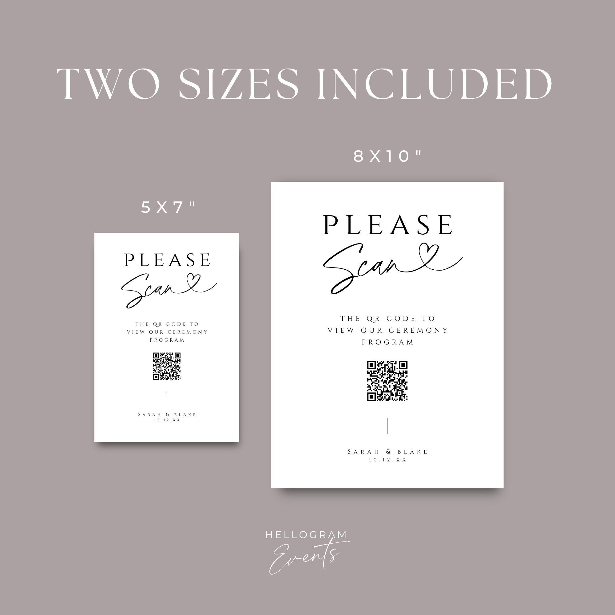 Wedding QR Program, Scannable Code Sign, Printable Digital Welcome ...