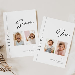 Numeri di tabella per foto di matrimoni per bambini, modello di carta fotografica stampabile per l'infanzia, addio al nubilato minimale, DOWNLOAD IMMEDIATO, bianco, WED04
