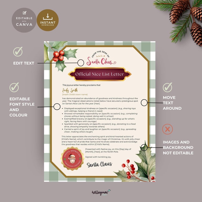 Official Letter From Santa Printable Envelope, Elf Nice List, Kids ...