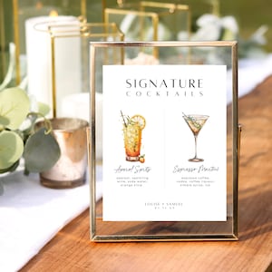 Espresso Martini Signature Drink, Aperol Spritz Hochzeitsschild, druckbare Barkarte, minimalistischer Braut-Bräutigam-Cocktail, SOFORTIGER DOWNLOAD, WED01