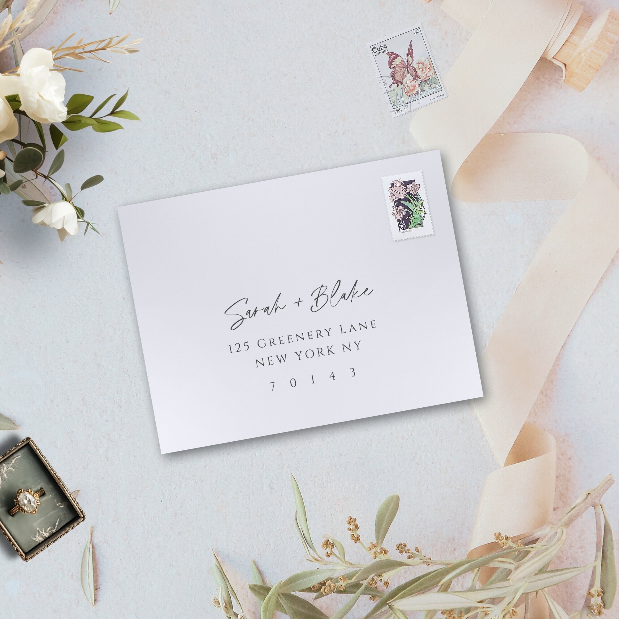 Minimalist Printable Envelope Address, Editable Addressing A7 5x7 ...